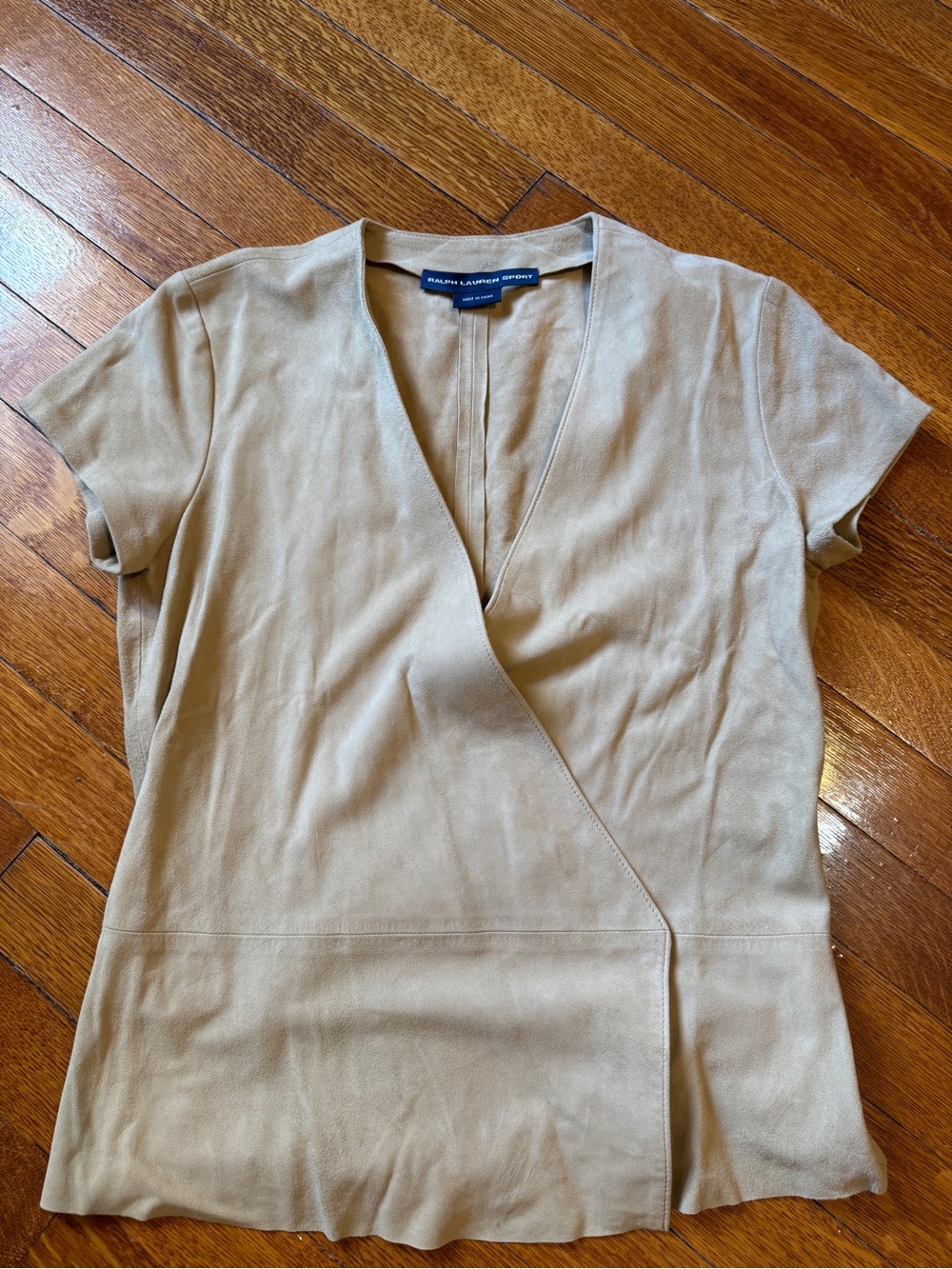Vintage Ralph Lauren Tan Wrap-Style Short Sleeve Top
